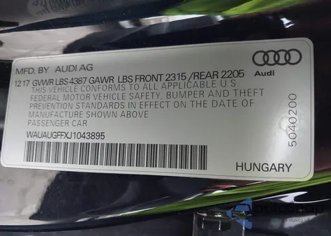 2018 Audi A3 2.0T Premium/2.0T Tech Premium from USA, damaged, VIN WAUAUGFFXJ1043895